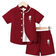 Shein Toddler Boys' Rose Print Button-Down Shirt And Shorts Set