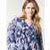 Blue Vanilla V Neck Watercolour Print Blouse - Navy