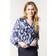 Blue Vanilla V Neck Watercolour Print Blouse - Navy