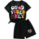 Shein Girls' Cartoon Print Short Sleeve Set