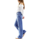 Bershka Ripped Knee Wide Leg Jeans - Mid Blue