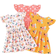 Shein 3pcs/Set Baby Girl Cute And Playful Flowers Polka Dots Printed Dress Suit For Summer