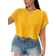 Shein Plus Womens Fashionable Beige Knitted Short Sleeve TShirt