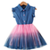Shein Young Girl Ombre Ruffle Trim Mesh Hem Shirt Dress
