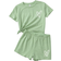 Shein Tween Girls' Casual Simple Heart Pattern Short Sleeve Top And Shorts 2pcs/Set, Suitable For Summer