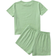 Shein Tween Girls Casual Simple Heart Pattern Short Sleeve Top And Shorts pcsSet Suitable For Summer