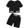 Shein Girls' Sporty Street Knit Round Neck Short Sleeve T-Shirt And Base Shorts Set