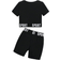 Shein Girls' Sporty Street Knit Round Neck Short Sleeve T-Shirt And Base Shorts Set