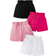 Shein Young Girls' Simple Style Casual Elastic Waistband Shirred Shorts Four-Piece Set For Summer