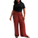 New Look Curves Crinkled Wide Leg Trousers - Dark Orange