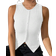 Shain Chiquease Women's Casual Fitted Ribbed Hem Split Back Tank Top - White