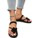 Shein Women Flower Decor Thong Sandals, Fashionable Outdoor Black Polyester Flat Sandals