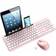 LeadsaiL Wireless Keyboard and Mouse Set with Phone and Tablet Holder, Wireless USB Mouse and Computer Keyboard Combo, Full-sized QWERTY UK Keyboard for HP/Lenovo Laptop and Mac-Pink
