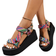 Shein Womens Wedge Sandals With Thick Fabric Upper Comfortable EVA Foam Sole European And American Style Summer Fashion Beach Shoes