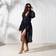 OHS Beach Robe Womens Dressing Gown - Black