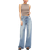 Pull&Bear Crossover Waist Mid Risewide Leg Jeans - Blue