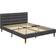 Homcom Upholstered Bed Frame w/ Wooden Slat No Box Spring Needed - Grey 154x206cm