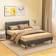 Homcom Upholstered Bed Frame w/ Wooden Slat No Box Spring Needed - Grey 154x206cm