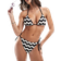 New Look Zigzag Crochet Halterneck Bikini Top - Black/Cream