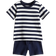 H&M Baby 2-delat Set I Bomullstrikå - Marinblå/Vitrandig