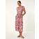 Roman Floral Print Stretch Midi Dress - Pink