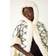 Roman Check Print Faux Fur Trim Cape - Ivory