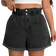 Shein Plus Women High Waist WideLeg Denim Shorts With Pleated Hem And Pockets