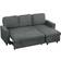 Homcom Pull Out Bed L Shape Corner Sofa with Reversible Chaise Dark Grey Sofa