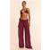 PrettyLittleThing Pinstripe Chiffon Beach Trousers - Red