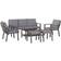 OutSunny 7 Seater Rattan Garden Furniture with Glass Coffee Table Grey Outdoor Lounge Set