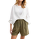 New Look Linen Blend Drawstring Waist Shorts - Green