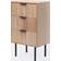 OHS Ribbed 3 Drawer Wood Bedside Table 24x36cm