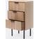 OHS Ribbed 3 Drawer Wood Bedside Table 24x36cm