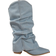 Shein New Western-Style Pointed Toe Stacked Knee-High Cowboy Boots For Women, Retro Flared Shaft High Heel Riding Boots