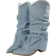 Shein New Western-Style Pointed Toe Stacked Knee-High Cowboy Boots For Women, Retro Flared Shaft High Heel Riding Boots