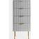 OHS Ribbed 4 Drawer Wood Light Grey Bedside Table 24x36cm