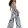 H&M Jumpsuit With Tie Belt - Blue/Cream Patterned