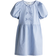 H&M Girls Blue Puff-Sleeved Cotton Dress - Blue