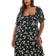 New Look Curve Daisy Print Milkmaid Mini Dress - Black