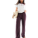 Pull&Bear High Waisted Linen Look Trousers - Wine