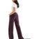 Pull&Bear High Waisted Linen Look Trousers - Wine