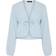 Pieces Crinkle Cotton Tie Front Cropped Blouse Co-Ord - Light Blue