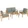OutSunny 4 Pieces Wooden Garden Furniture with Cushions Teak Outdoor Lounge Set