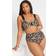 Yours Leopard Print Contrast Strap Bikini Top - Brown