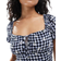 New Look Gingham Floral Embroidered Milkmaid Mini Dress - Navy