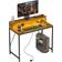 Inbox Zero Yingst Computer with LED Light and Charge Brown/Black Writing Desk 50x100cm