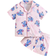 Shein Young Girl Cute Cartoon Drop Ear Blue Rabbit Print Short Sleeve T-Shirt And Shorts Comfy Casual Pajama Set - Blue Rabbit Print