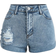 Shein Teen Girls Ripped Roll Up Hem Denim Shorts