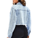 Shein Essnce Women's Solid Color Simple Long Sleeve Denim Jacket For Daily Wear