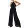 ASOS DESIGN Textured Halter Wide Leg Jumpsuit with Frill Detail - Black